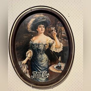 vintage Pepsi-Cola metal serving tray with hanger